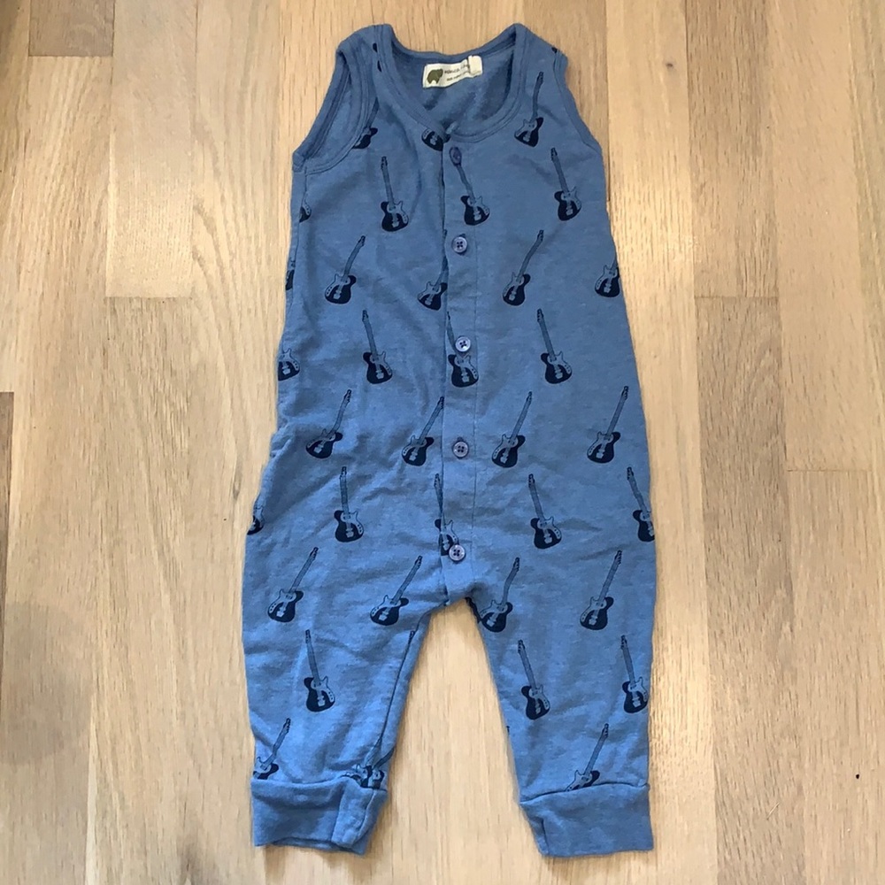 Guitar print sleeveless onesie